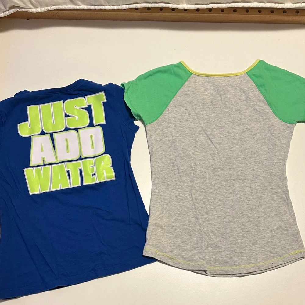 Justice Girls' Peace Sign Swim Tees - Blue and Green